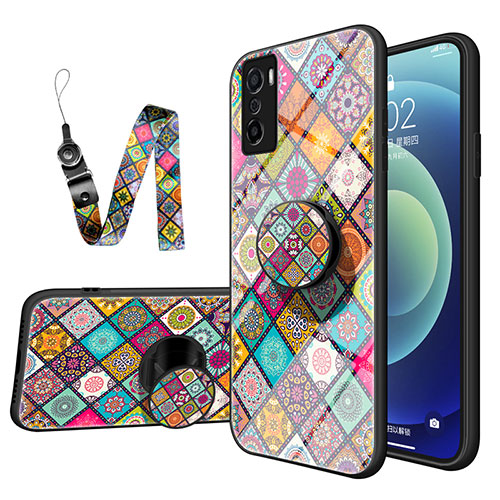 Silicone Frame Fashionable Pattern Mirror Case Cover LS3 for Oppo A55S 5G Colorful