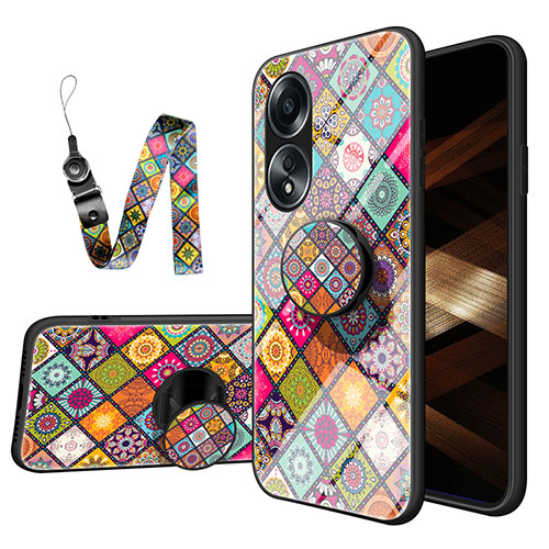 Silicone Frame Fashionable Pattern Mirror Case Cover LS3 for Oppo A78 4G Colorful