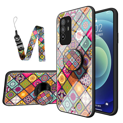 Silicone Frame Fashionable Pattern Mirror Case Cover LS3 for Oppo F19 Pro+ Plus 5G Mixed