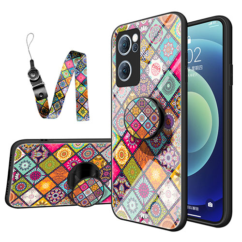 Silicone Frame Fashionable Pattern Mirror Case Cover LS3 for Oppo Find X5 Lite 5G Colorful