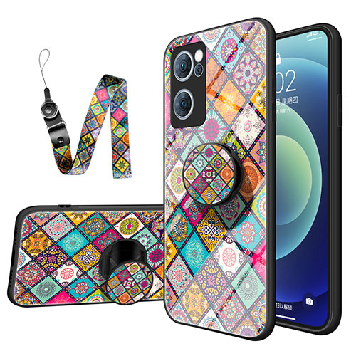 Silicone Frame Fashionable Pattern Mirror Case Cover LS3 for Oppo Find X5 Lite 5G Mixed