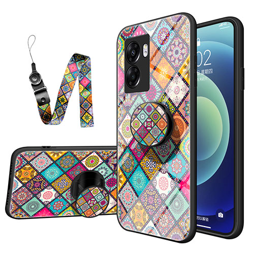 Silicone Frame Fashionable Pattern Mirror Case Cover LS3 for Oppo K10 5G India Colorful