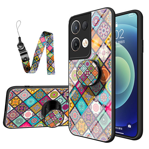 Silicone Frame Fashionable Pattern Mirror Case Cover LS3 for Oppo Reno8 Pro+ Plus 5G Mixed