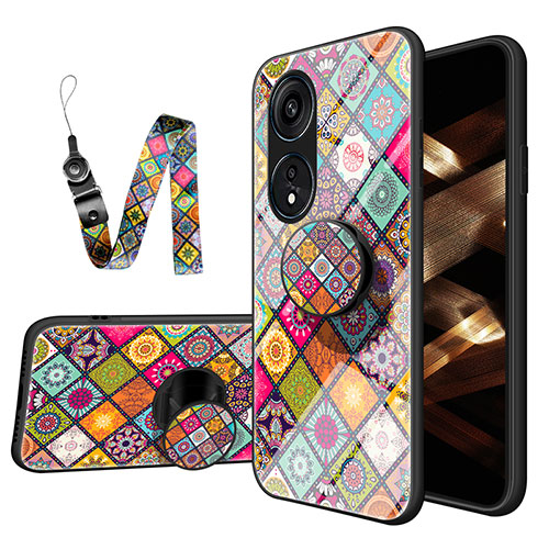 Silicone Frame Fashionable Pattern Mirror Case Cover LS3 for Oppo Reno8 T 4G Mixed