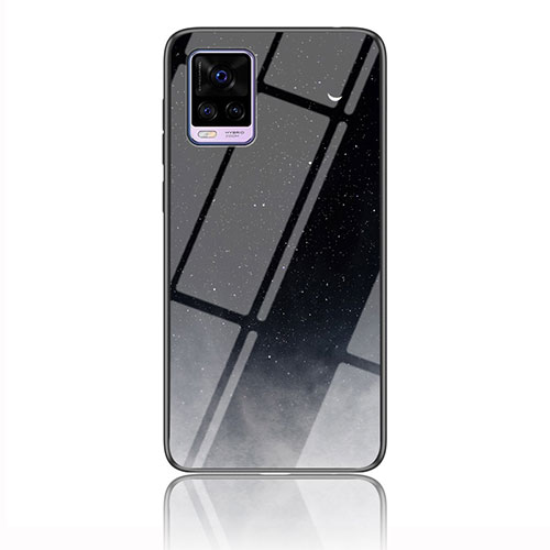 Silicone Frame Fashionable Pattern Mirror Case Cover LS3 for Vivo V20 (2021) Gray