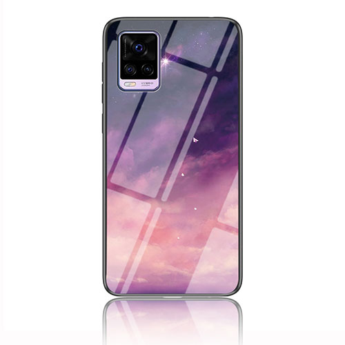 Silicone Frame Fashionable Pattern Mirror Case Cover LS3 for Vivo V20 (2021) Purple