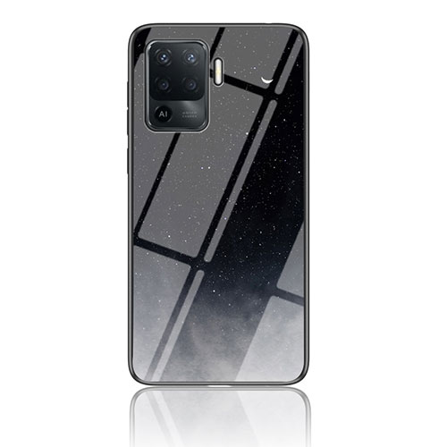 Silicone Frame Fashionable Pattern Mirror Case Cover LS4 for Oppo F19 Pro Gray