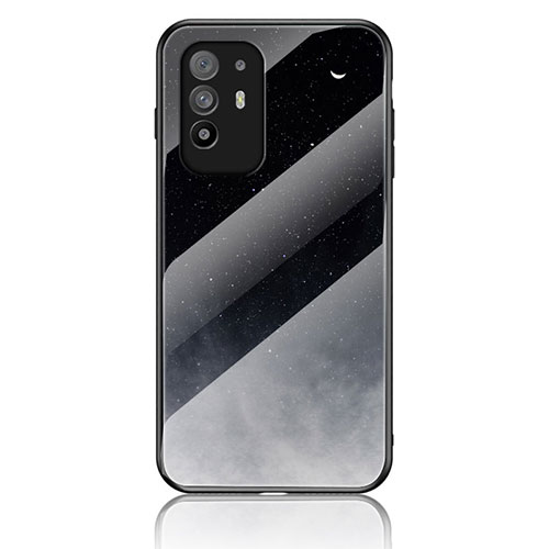 Silicone Frame Fashionable Pattern Mirror Case Cover LS4 for Oppo F19 Pro+ Plus 5G Gray