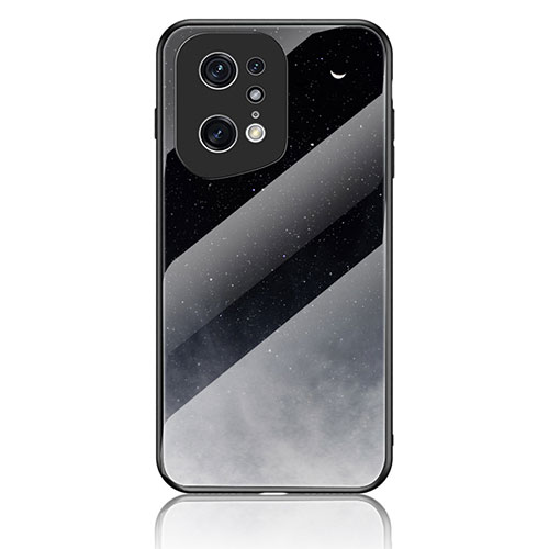 Silicone Frame Fashionable Pattern Mirror Case Cover LS4 for Oppo Find X5 Pro 5G Gray