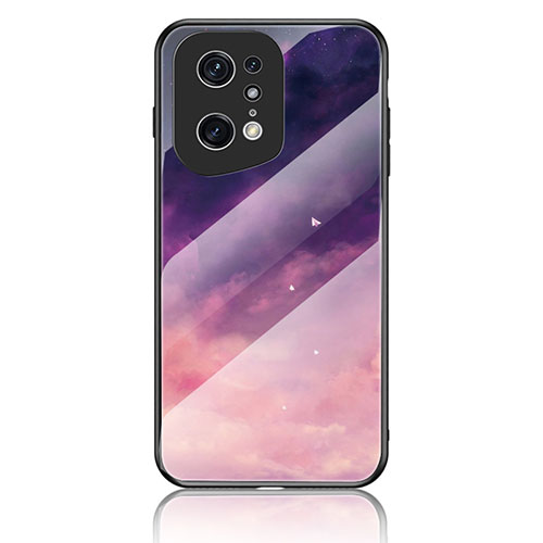 Silicone Frame Fashionable Pattern Mirror Case Cover LS4 for Oppo Find X5 Pro 5G Purple