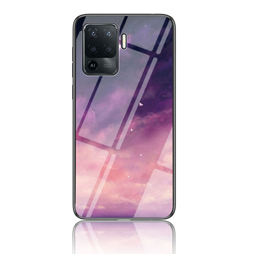 Silicone Frame Fashionable Pattern Mirror Case Cover LS4 for Oppo Reno5 F Purple