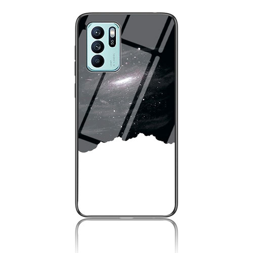 Silicone Frame Fashionable Pattern Mirror Case Cover LS4 for Oppo Reno6 Z 5G Black