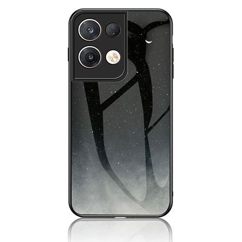 Silicone Frame Fashionable Pattern Mirror Case Cover LS4 for Oppo Reno8 Pro 5G Gray