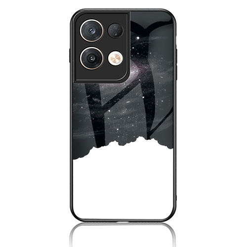 Silicone Frame Fashionable Pattern Mirror Case Cover LS4 for Oppo Reno8 Pro+ Plus 5G Black