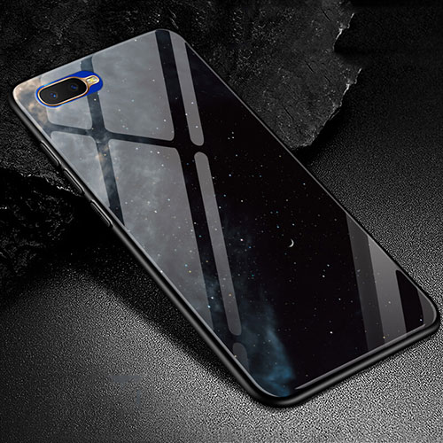 Silicone Frame Fashionable Pattern Mirror Case Cover M01 for Oppo R15X Black