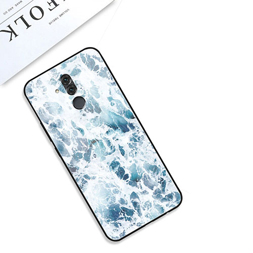 Silicone Frame Fashionable Pattern Mirror Case Cover S01 for Huawei Mate 20 Lite Blue