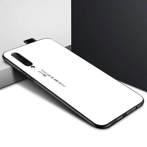 Silicone Frame Fashionable Pattern Mirror Case Cover S01 for Huawei P Smart Pro (2019) White