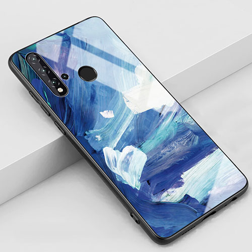Silicone Frame Fashionable Pattern Mirror Case Cover S01 for Huawei P20 Lite (2019) Blue