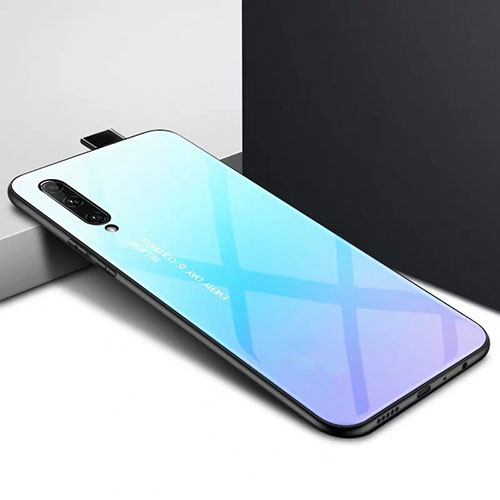 Silicone Frame Fashionable Pattern Mirror Case Cover S01 for Huawei Y9s Sky Blue