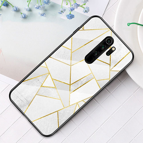 Silicone Frame Fashionable Pattern Mirror Case Cover S01 for Xiaomi Redmi Note 8 Pro White