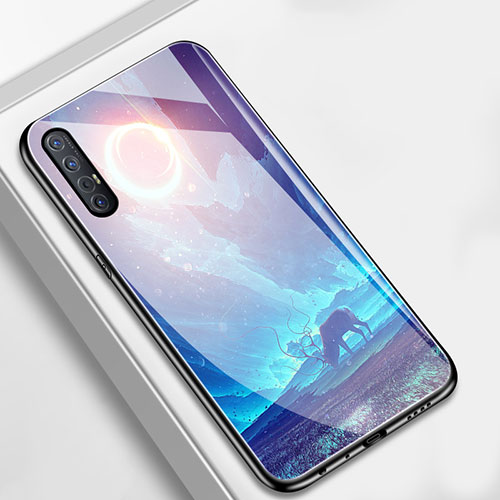 Silicone Frame Fashionable Pattern Mirror Case Cover S02 for Oppo Reno3 Pro Purple