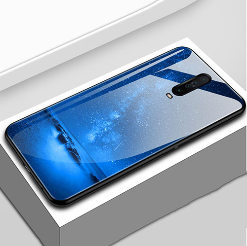 Silicone Frame Fashionable Pattern Mirror Case Cover S02 for Xiaomi Poco X2 Blue