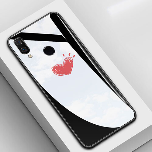 Silicone Frame Fashionable Pattern Mirror Case Cover S04 for Huawei Nova 3e Red and Black