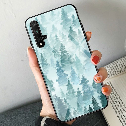 Silicone Frame Fashionable Pattern Mirror Case for Huawei Honor 20S Green