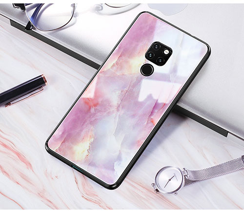 Silicone Frame Fashionable Pattern Mirror Case S01 for Huawei Mate 20 Pink