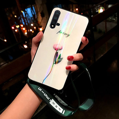 Silicone Frame Flowers Mirror Case Cover for Huawei Nova 5 Mixed