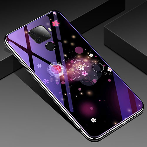 Silicone Frame Flowers Mirror Case Cover for Huawei Nova 5z Purple