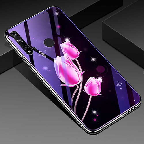 Silicone Frame Flowers Mirror Case Cover for Huawei P20 Lite (2019) Pink