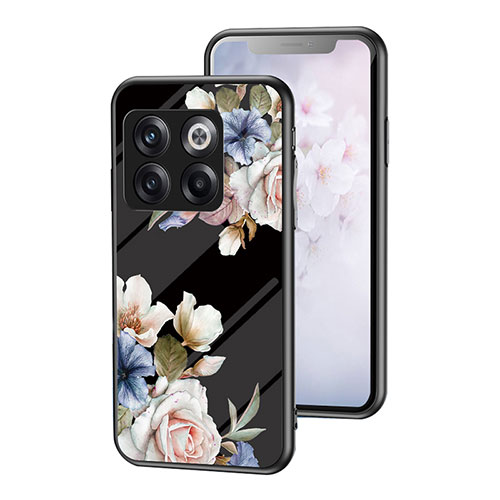 Silicone Frame Flowers Mirror Case Cover for OnePlus Ace Pro 5G Black