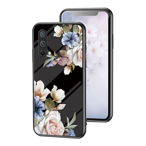 Silicone Frame Flowers Mirror Case Cover for OnePlus Nord CE 5G Black