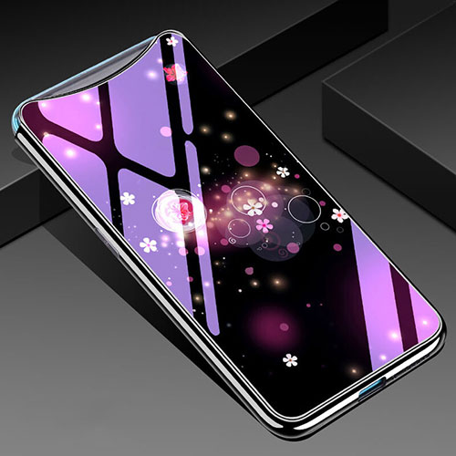 Silicone Frame Flowers Mirror Case Cover for Oppo Find X Purple