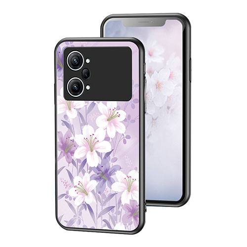 Silicone Frame Flowers Mirror Case Cover for Oppo K10 Pro 5G Clove Purple