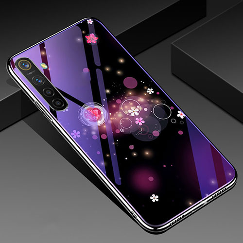 Silicone Frame Flowers Mirror Case Cover for Oppo K5 Purple