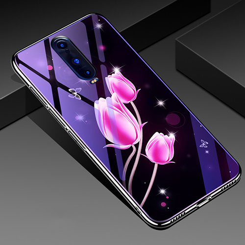 Silicone Frame Flowers Mirror Case Cover for Oppo RX17 Pro Pink