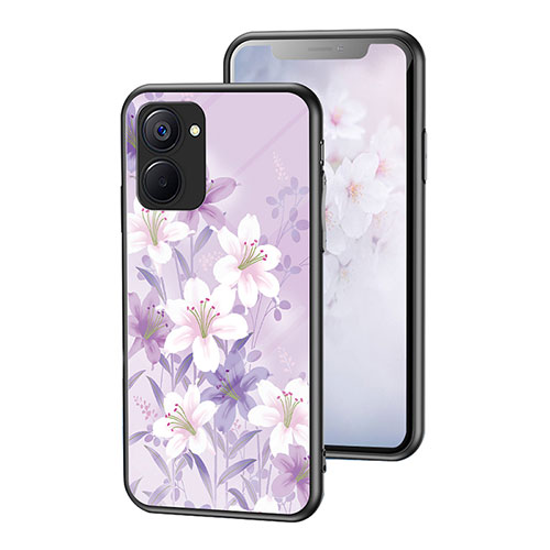 Silicone Frame Flowers Mirror Case Cover for Realme 10S 5G Clove Purple