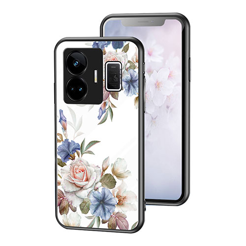 Silicone Frame Flowers Mirror Case Cover for Realme GT Neo6 5G White