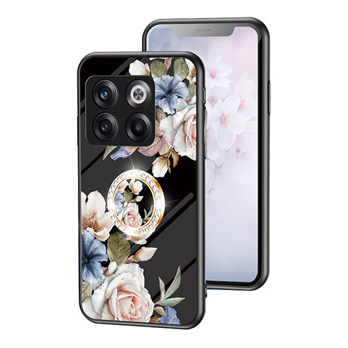 Silicone Frame Flowers Mirror Case Cover S01 for OnePlus Ace Pro 5G Black