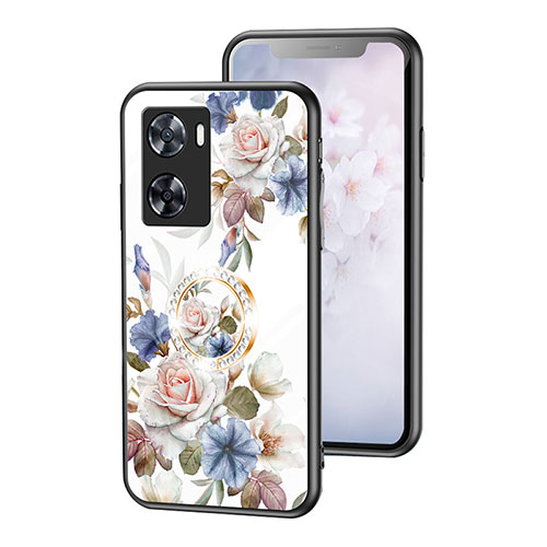 Silicone Frame Flowers Mirror Case Cover S01 for Oppo A57e White