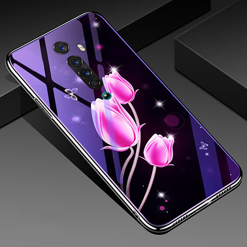 Silicone Frame Flowers Mirror Case Cover S01 for Oppo Reno2 Pink