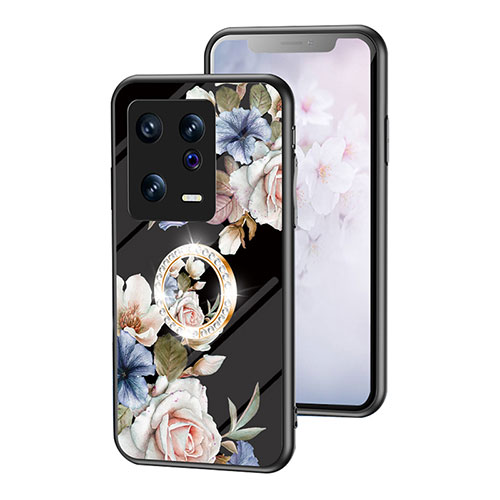 Silicone Frame Flowers Mirror Case Cover S01 for Xiaomi Mi 13 5G Black