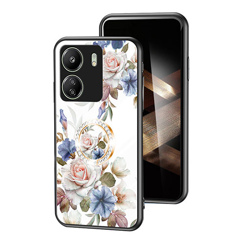 Silicone Frame Flowers Mirror Case Cover S01 for Xiaomi Poco C65 White