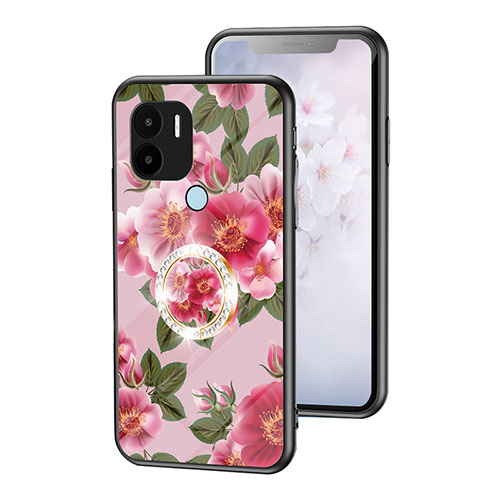 Silicone Frame Flowers Mirror Case Cover S01 for Xiaomi Redmi A1 Plus Red