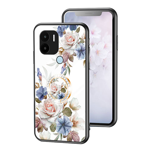 Silicone Frame Flowers Mirror Case Cover S01 for Xiaomi Redmi A1 Plus White