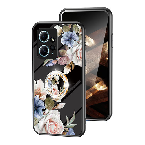 Silicone Frame Flowers Mirror Case Cover S01 for Xiaomi Redmi Note 12 4G Black