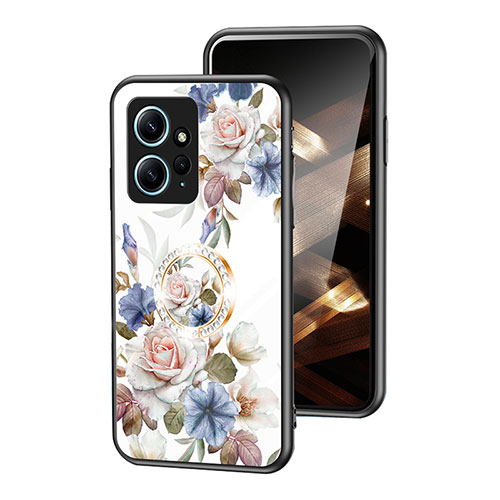 Silicone Frame Flowers Mirror Case Cover S01 for Xiaomi Redmi Note 12 4G White