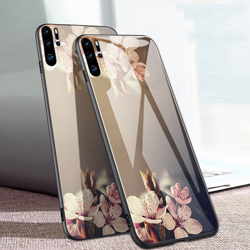 Silicone Frame Flowers Mirror Case for Huawei P30 Pro New Edition Gold